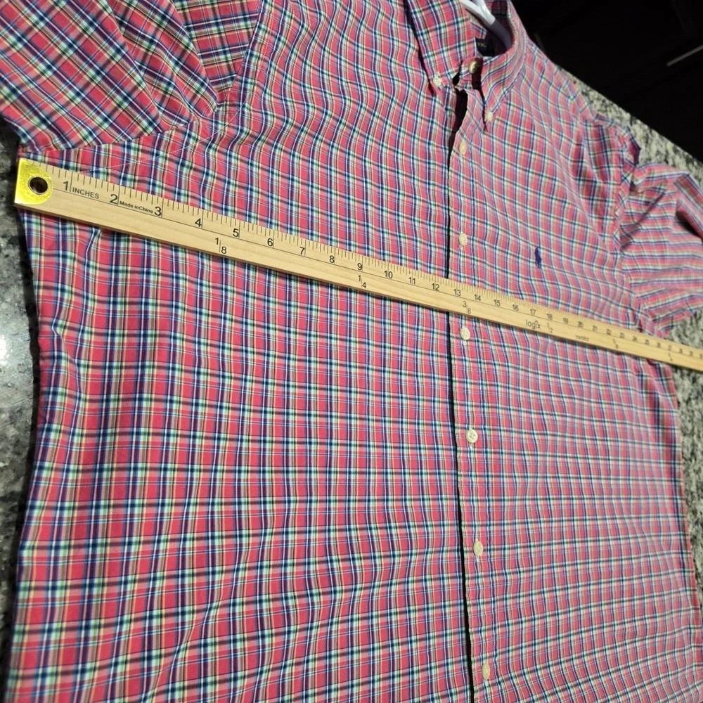 Polo Ralph Lauren Button Down Mens XXL Pink Plaid Cotton Long Sleeve